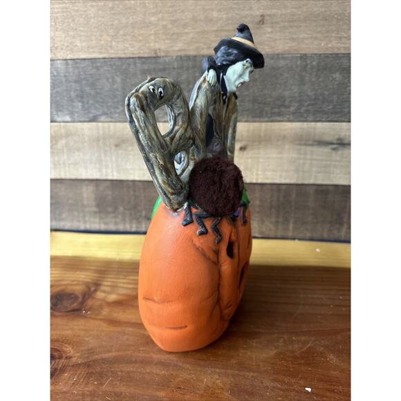 Vintage Ceramic Witch Mold BOO Halloween Spider Jack O Lantern Provincial 1987 - Picture 4 of 6